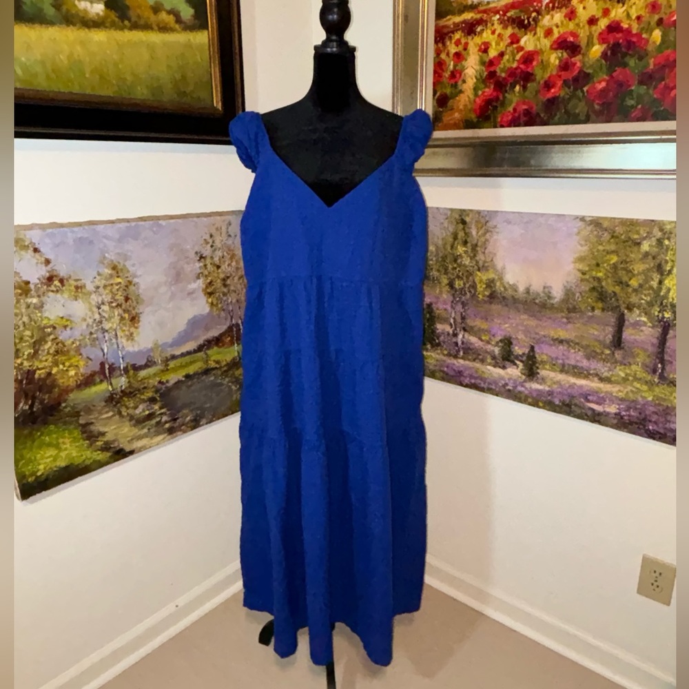 Old Navy Blue Puff Sleeve V-Neck Sundress